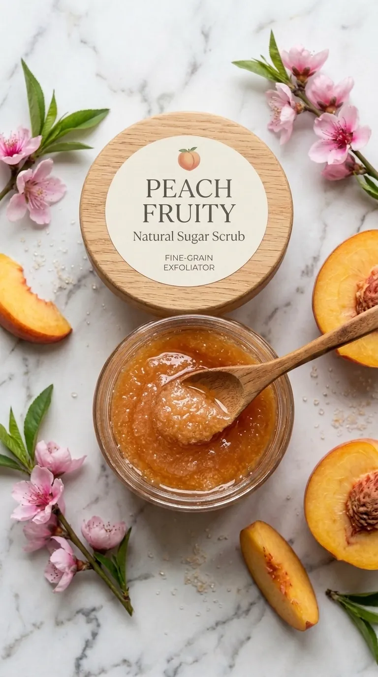 Handmade peach sugar scrub jar