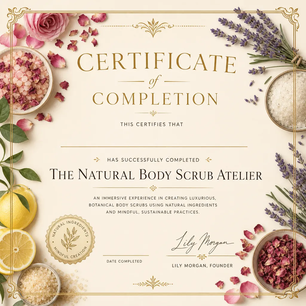 Official Certificate of Completion — The Natural Body Scrub Atelier